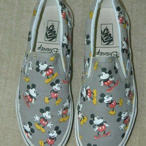 Vans Disney Mickey Mouse Unisex Classic Slip On Sneakers Gray Sz W 11 M 9.5